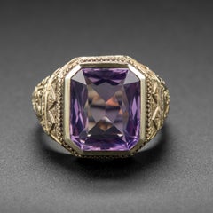 Art Deco Amethyst Men's Ring Egyptian Revival
