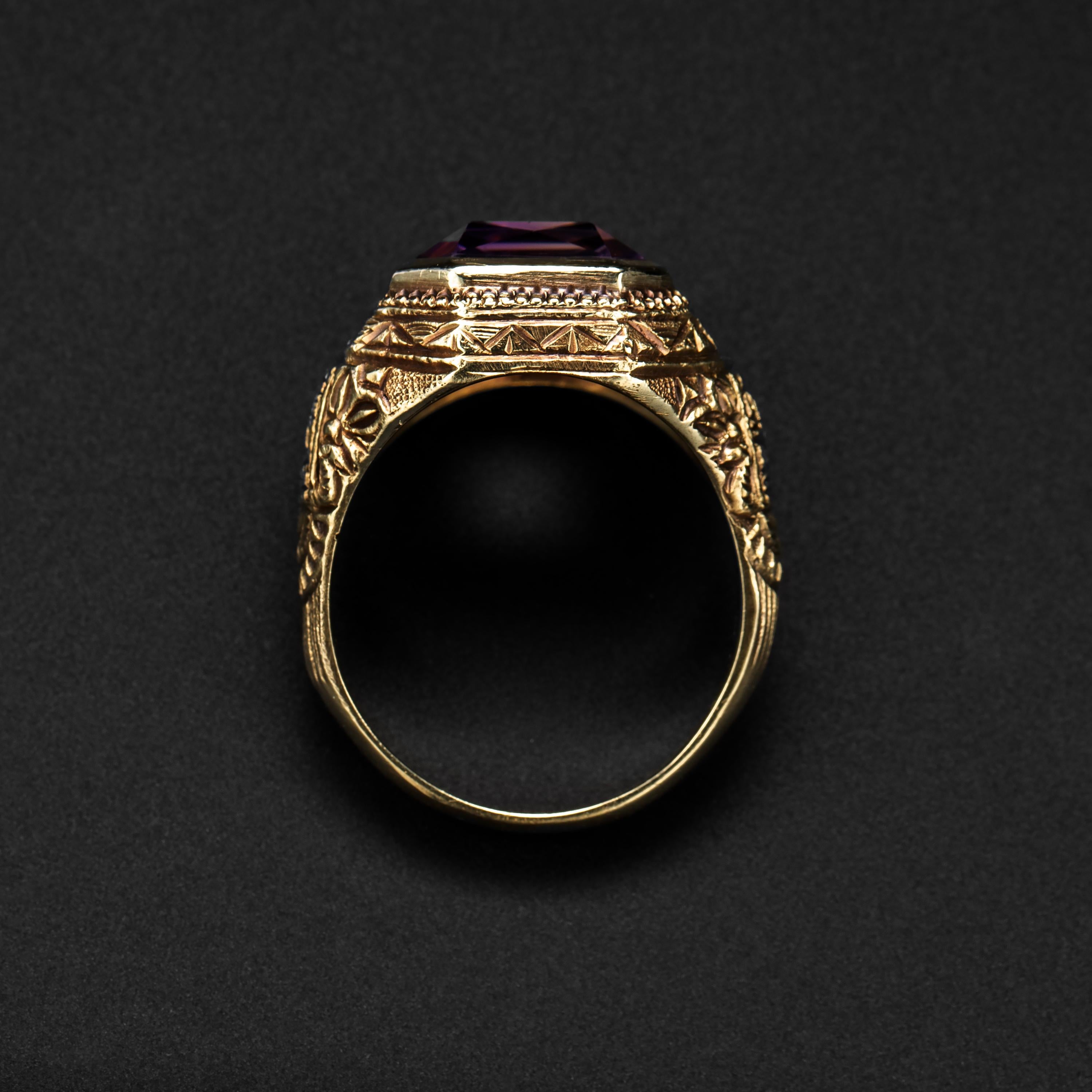 Women's or Men's Art Deco Amethyst Men's Ring Egyptian Revival