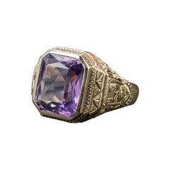 Art Deco Amethyst Herrenring Egyptian Revival
