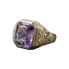 Art Deco Amethyst Men's Ring Egyptian Revival