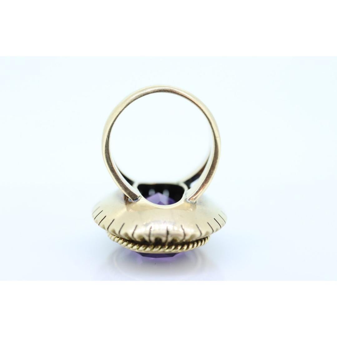 Women's Art Deco Amethyst Ring. 14k Gold and a HUGE 16 ct Amethyst Ring. Size 6.5 Womens For Sale