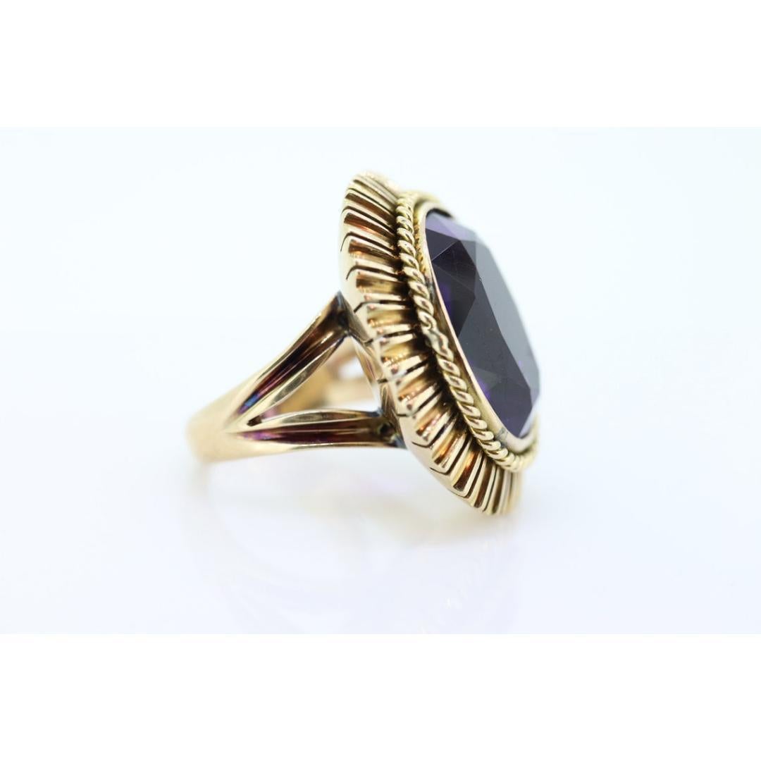 Art Deco Amethyst Ring. 14k Gold and a HUGE 16 ct Amethyst Ring. Size 6.5 Womens For Sale 1