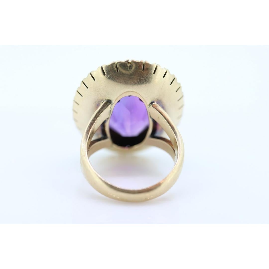 Art Deco Amethyst Ring. 14k Gold and a HUGE 16 ct Amethyst Ring. Size 6.5 Womens For Sale 2