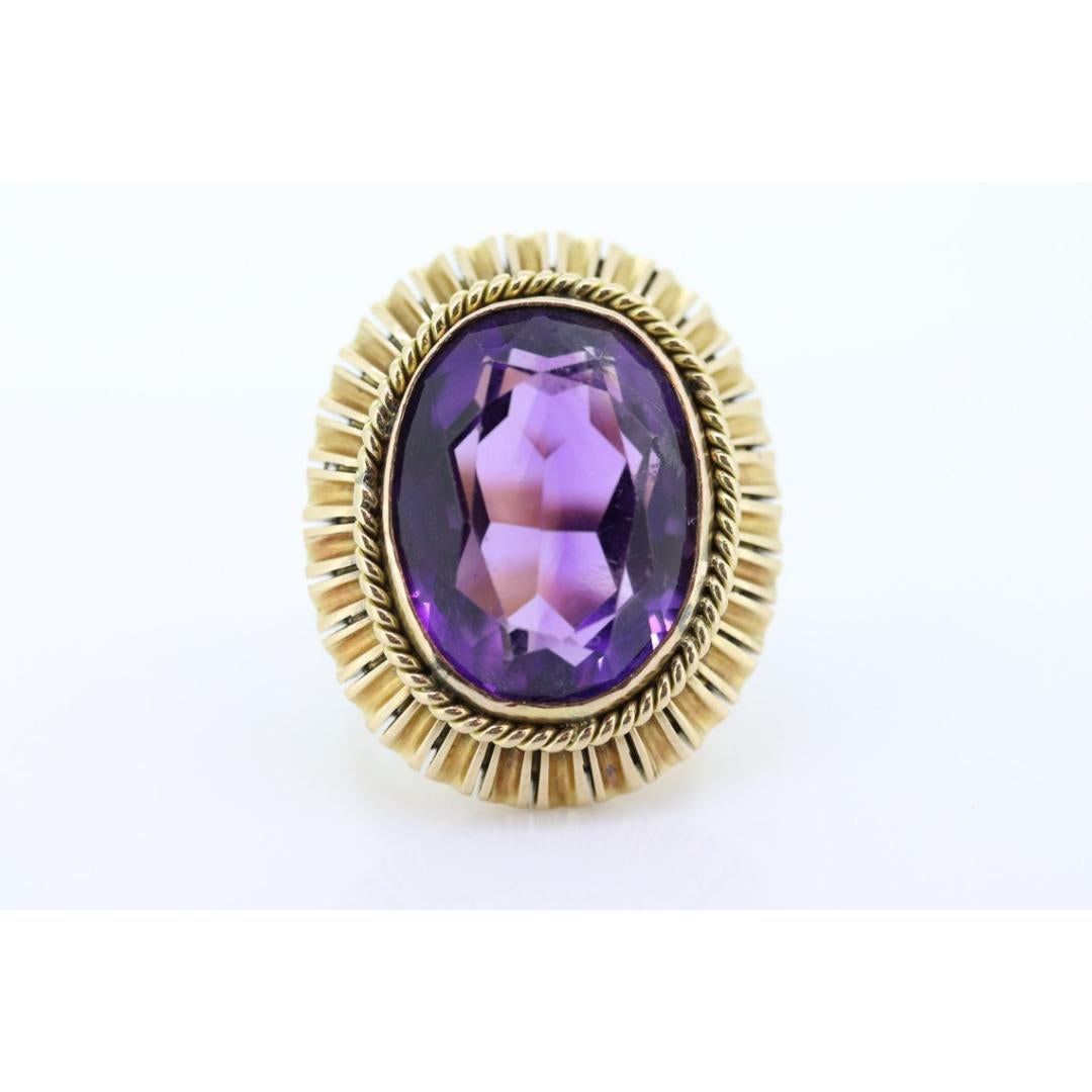 Art Deco Amethyst Ring. 14k Gold and a HUGE 16 ct Amethyst Ring. Size 6.5 Womens For Sale 4