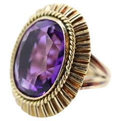 Art Deco Amethyst Ring. 14k Gold and a HUGE 16 ct Amethyst Ring. Size 6.5 Womens