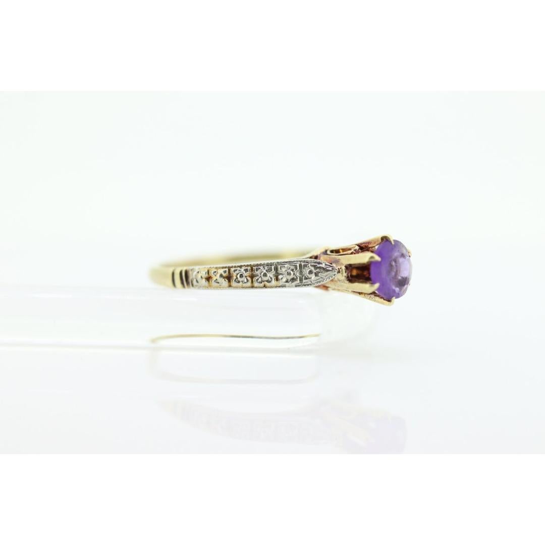 Art Deco Amethyst Ring. 14k Gold Filigree Design. Engagement Ring from Art Deco For Sale 2