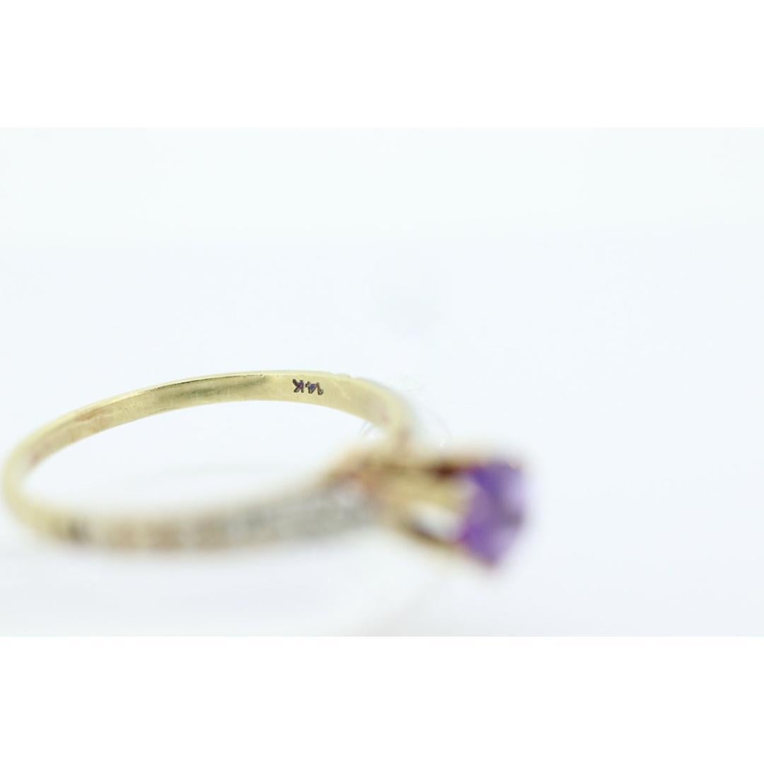 Art Deco Amethyst Ring. 14k Gold Filigree Design. Engagement Ring from Art Deco For Sale 3
