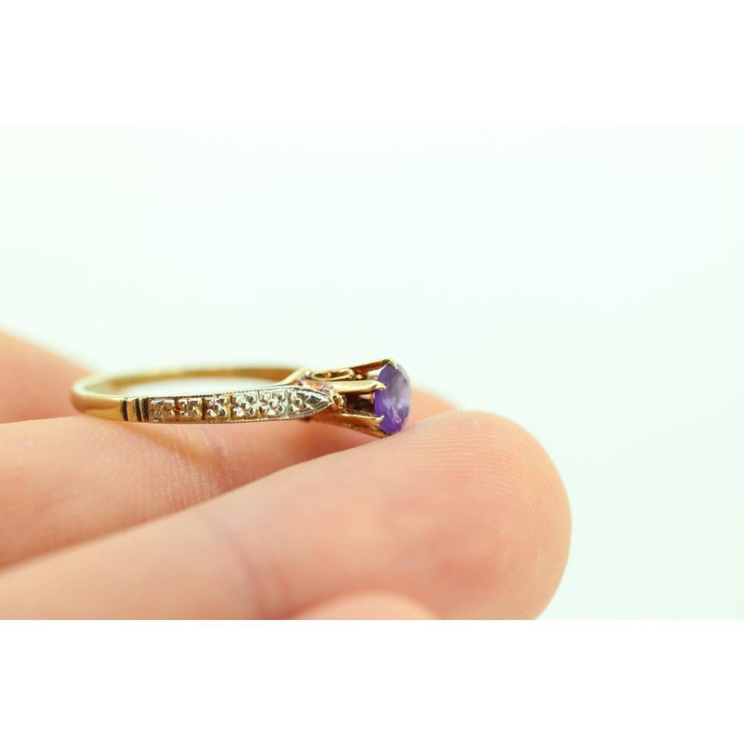Art Deco Amethyst Ring. 14k Gold Filigree Design. Engagement Ring from Art Deco For Sale 4