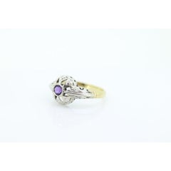 Art Deco Amethyst Ring. 18k White Gold Filigree Design. Engagement Ring from Art