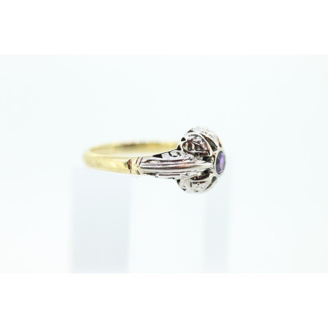 Art Deco Amethyst Ring. 18k White Gold Filigree Design. Engagement Ring from Art In Good Condition For Sale In Port Charlotte, FL