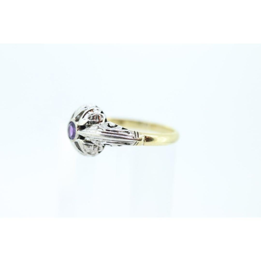 Women's Art Deco Amethyst Ring. 18k White Gold Filigree Design. Engagement Ring from Art For Sale