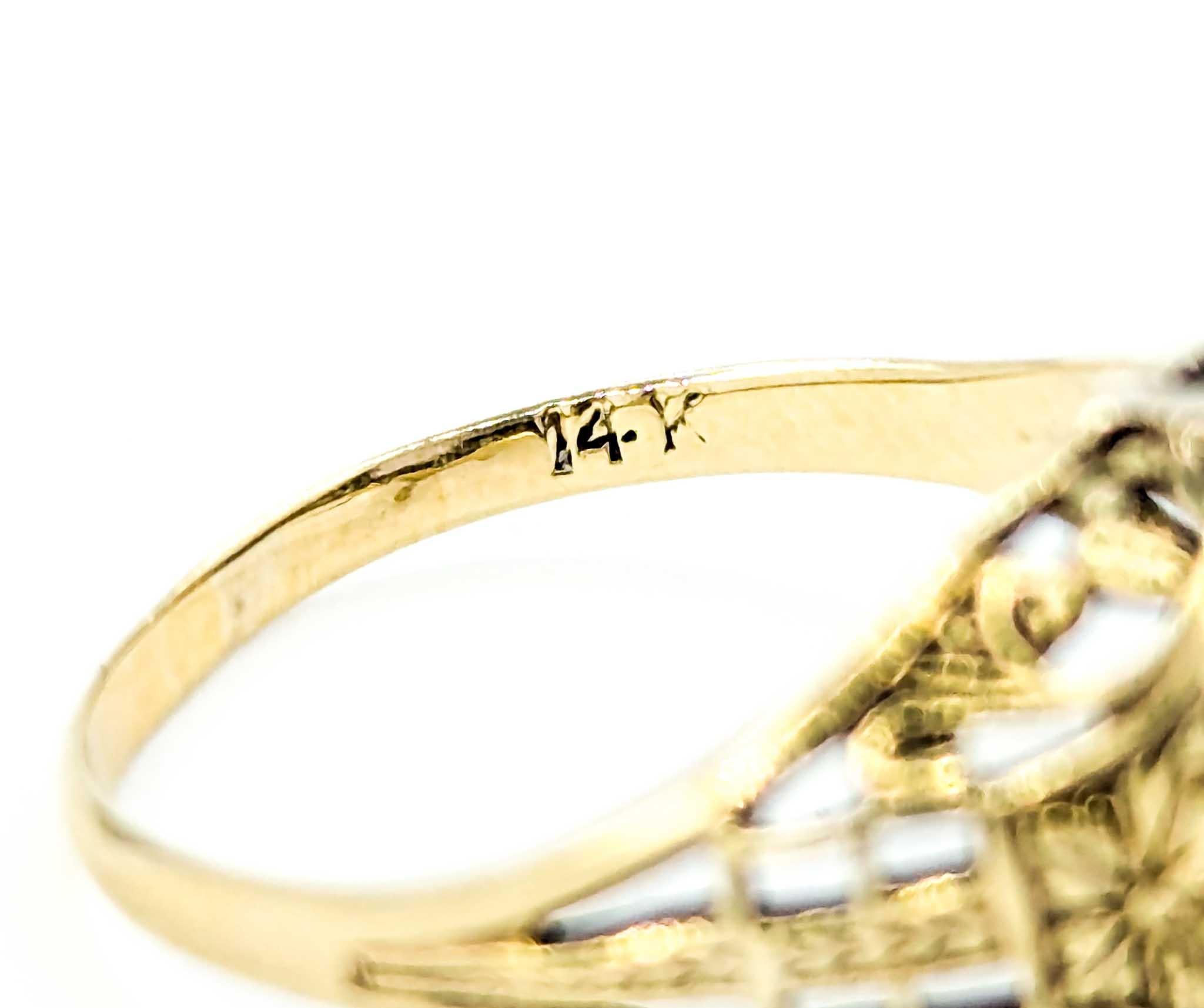 Art Deco Amethyst-Ring mit filigranem Filigran in Gelbgold 4