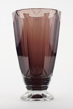 Art Deco Amethyst Val Saint Lambert Glass Zampa Vase