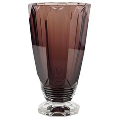 Antique Art Deco Amethyst Val Saint Lambert Glass Zampa Vase
