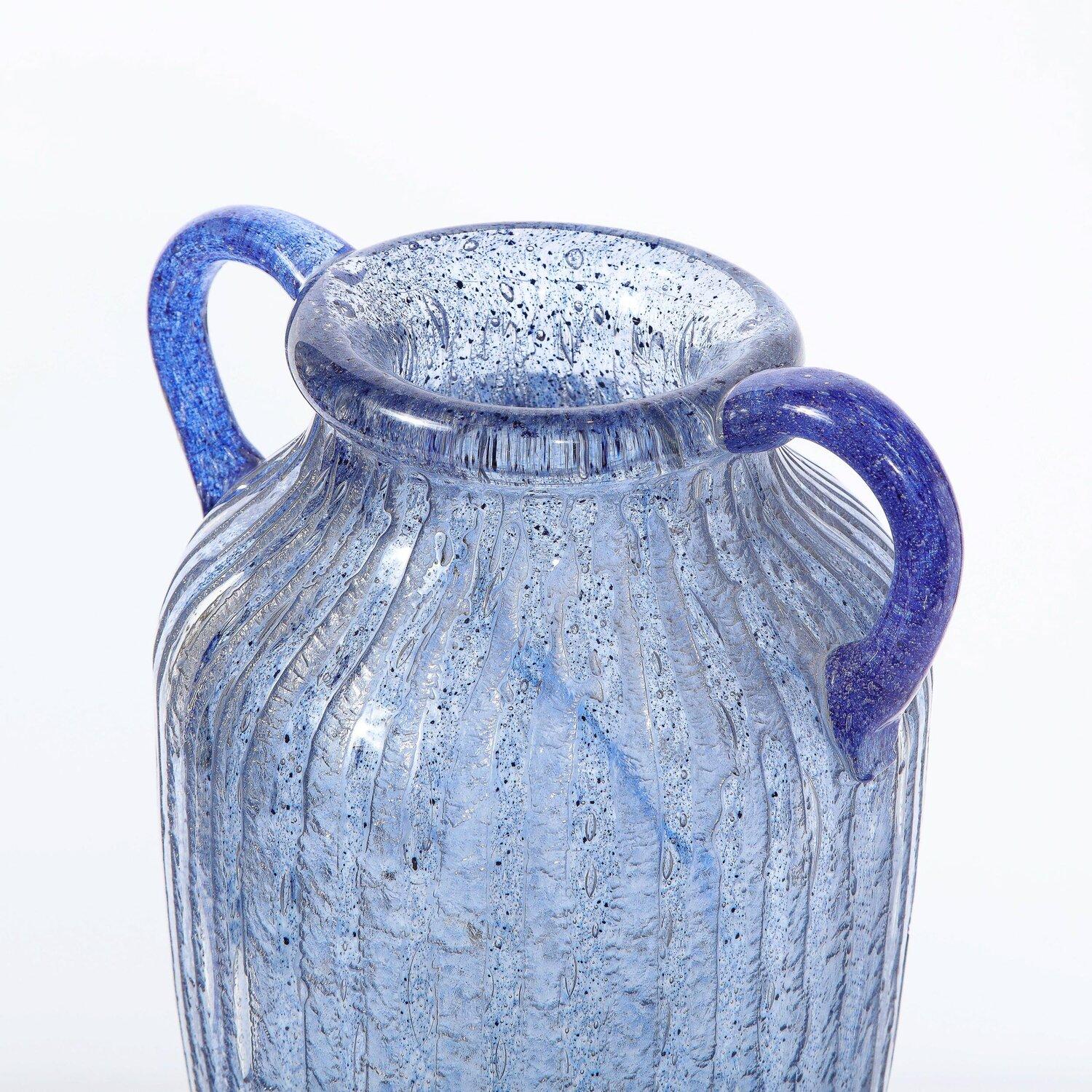 Vase Amphora Art Déco en verre lilas soufflé à la main et transparent cannelé signé Daum en vente 1