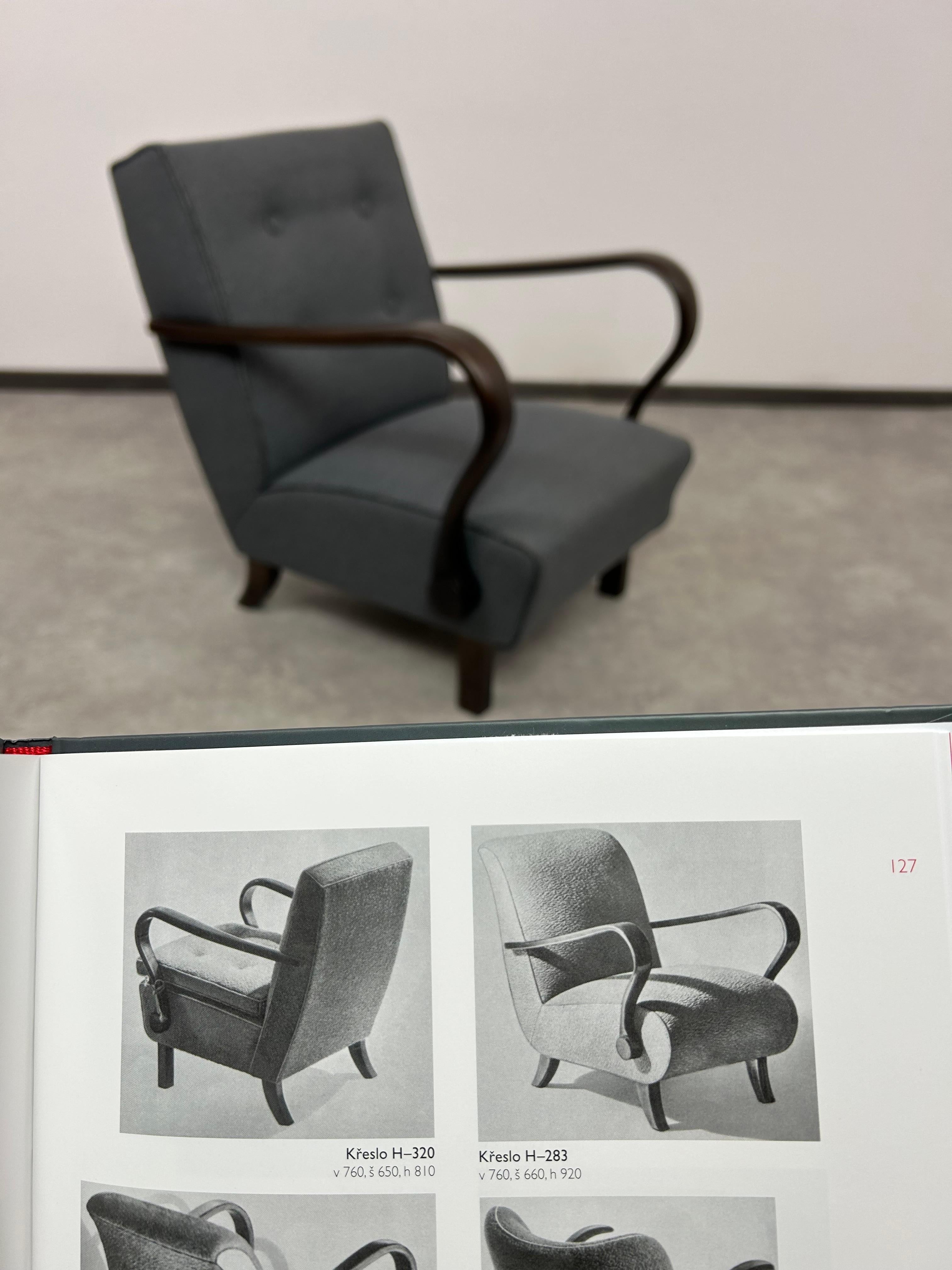 Silla amr art déco H320 de J.Halabala para UP Závody Art Decó en venta