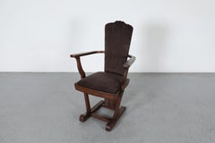 Art Deco Amsterdam School Arm Chair with Brown Velvet Upholstery