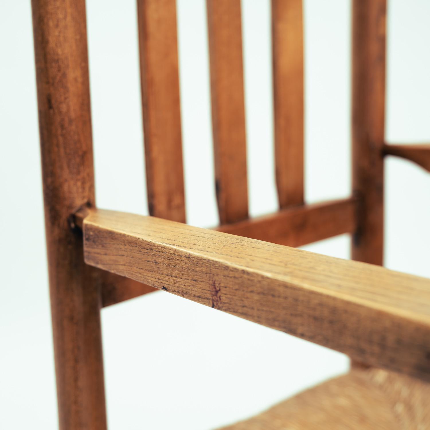 Art Deco Amsterdam School armchair in oak with straw seat, The netherlands, 1930 For Sale 7