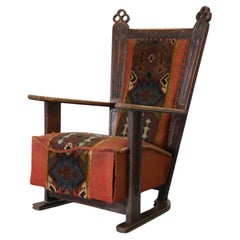 Art Deco "Amsterdam School" Armchair with Persian Influenced Woven Design Fabric