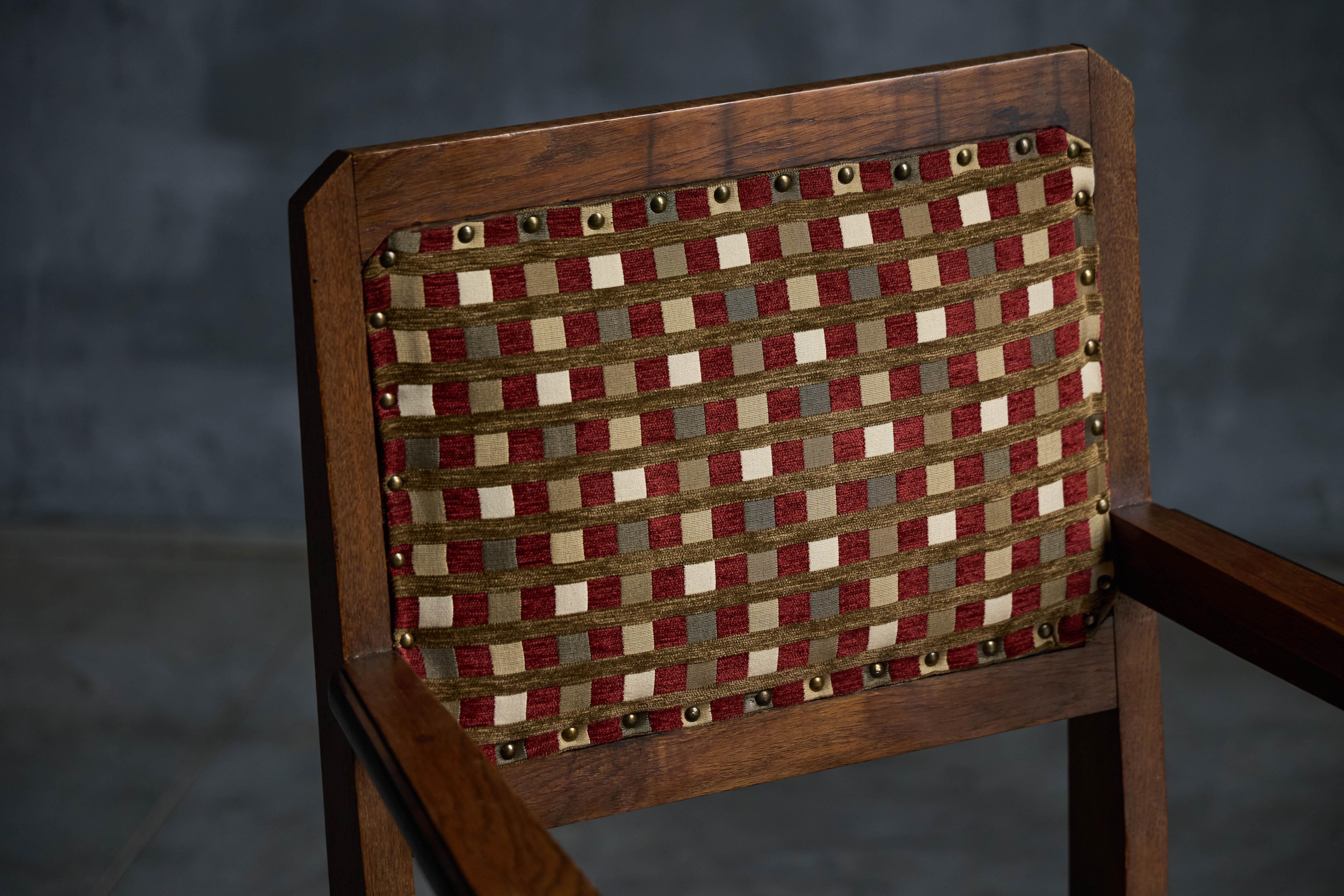 Art Deco Amsterdam School Armchairs in Original Upholstery, Netherlands, 1940s For Sale 1