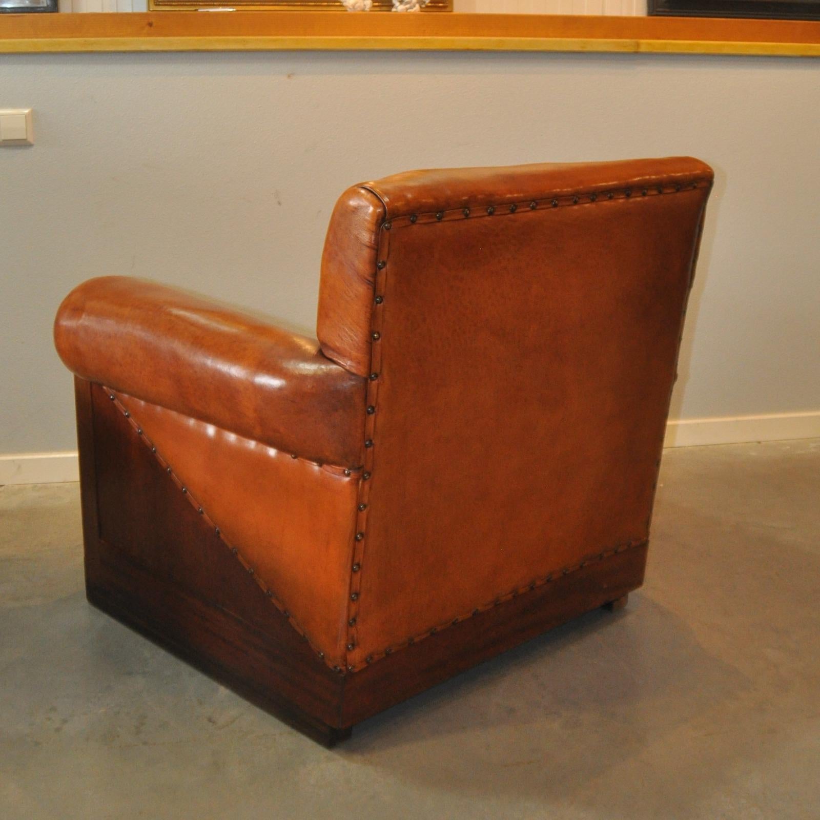 Art Deco, Amsterdam School Armchairs in Sheep Leather, 1920-1930s 3