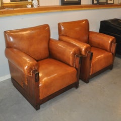 Art Deco, Amsterdam School Armchairs in Sheep Leather, 1920-1930s