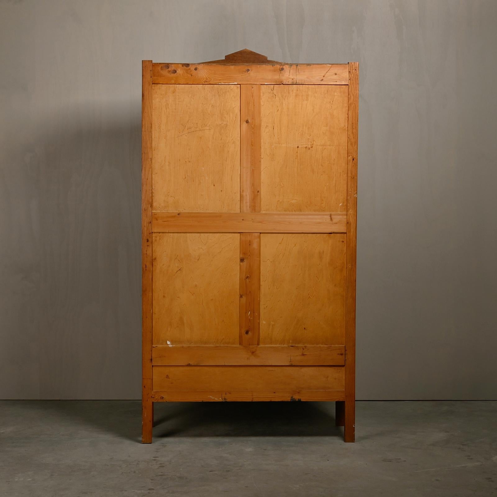 Miroir Armoire ou garde-robe de l'école d'Amsterdam Art déco, années 1930, Pays-Bas