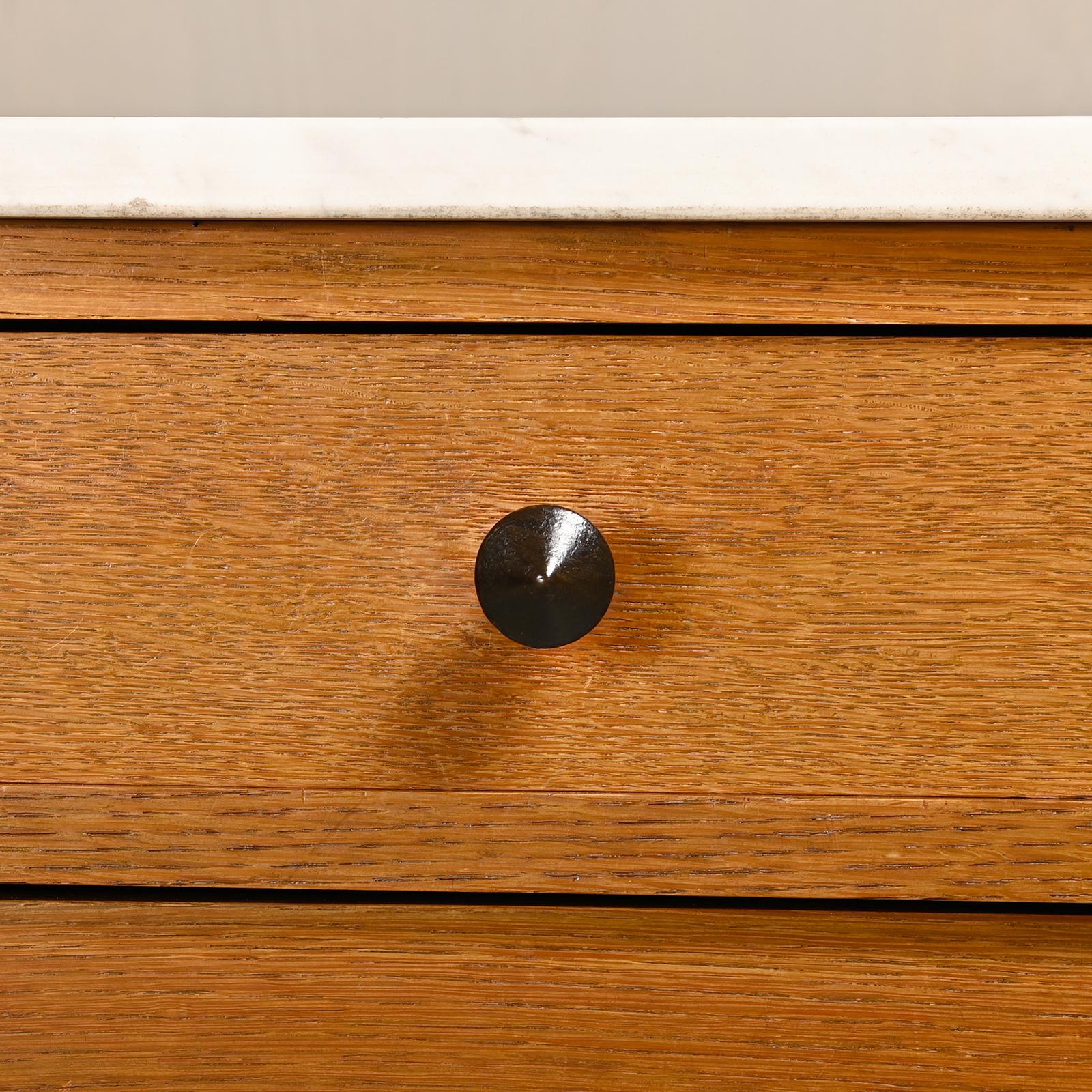 Art Deco Amsterdam School Cabinet Sideboard Oak and Marble, 1930s Netherlands For Sale 7
