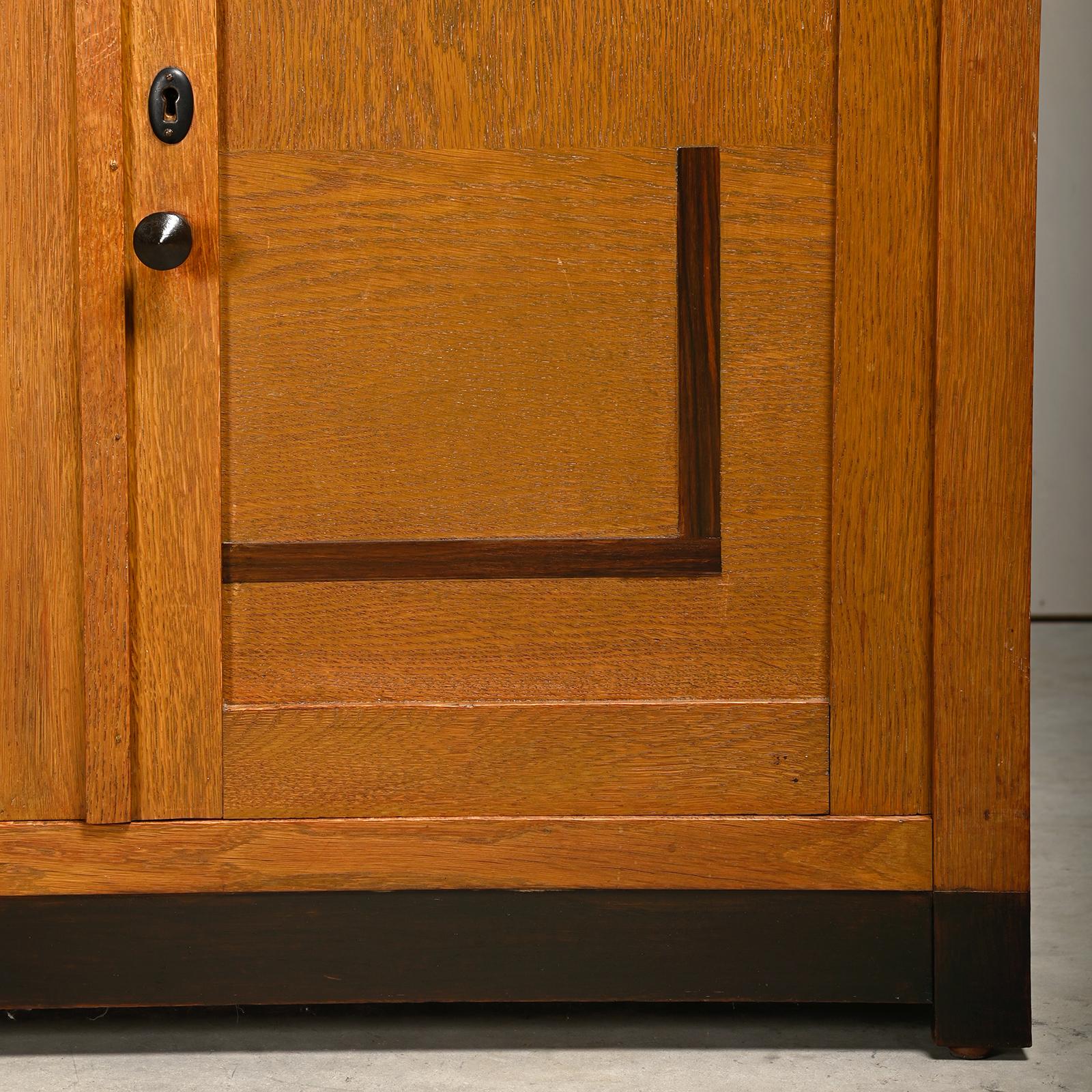 Art Deco Amsterdam School Cabinet Sideboard Oak and Marble, 1930s Netherlands For Sale 8