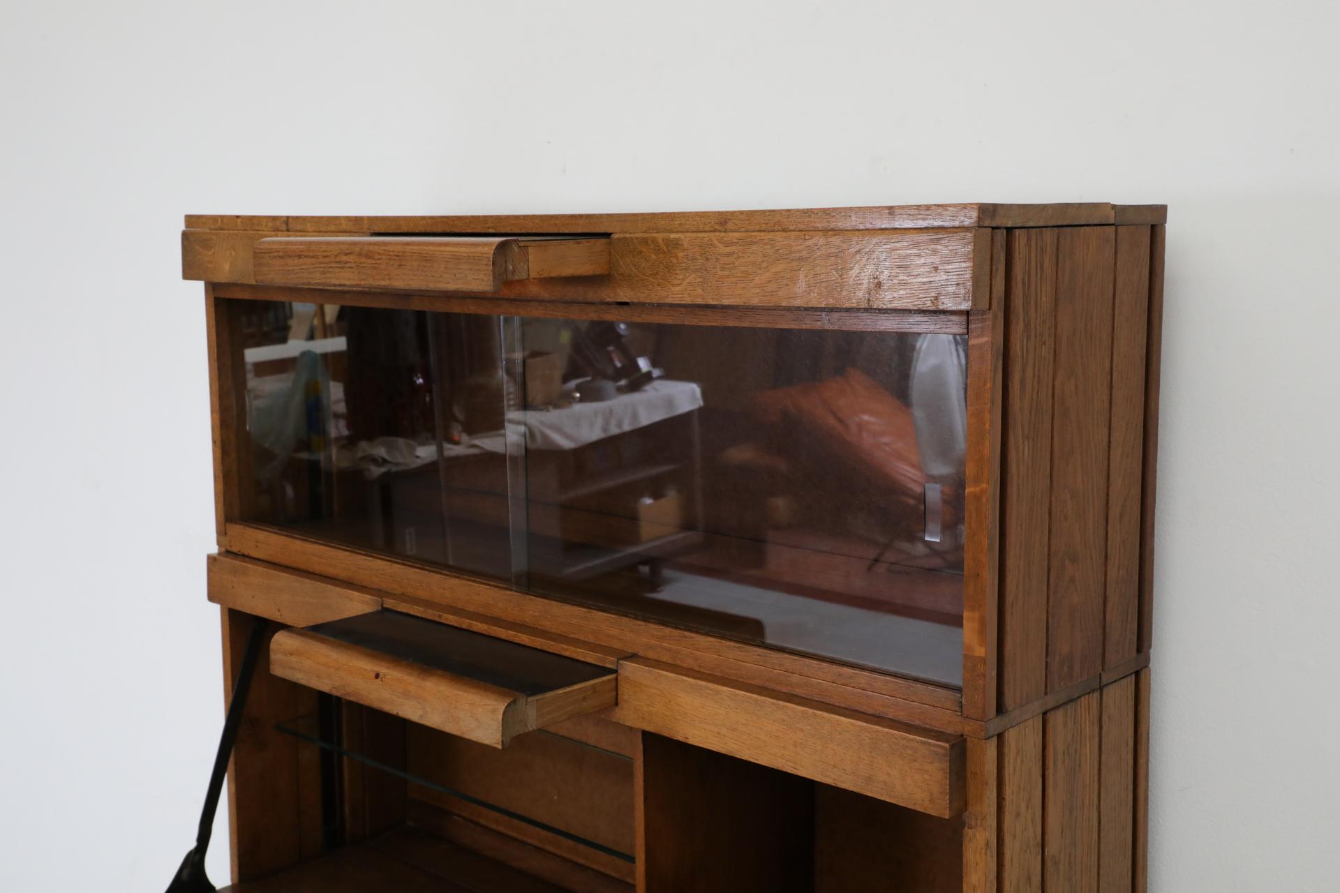 Glass Art Deco - Amsterdam School Dark Oak Bar Cabinet For Sale