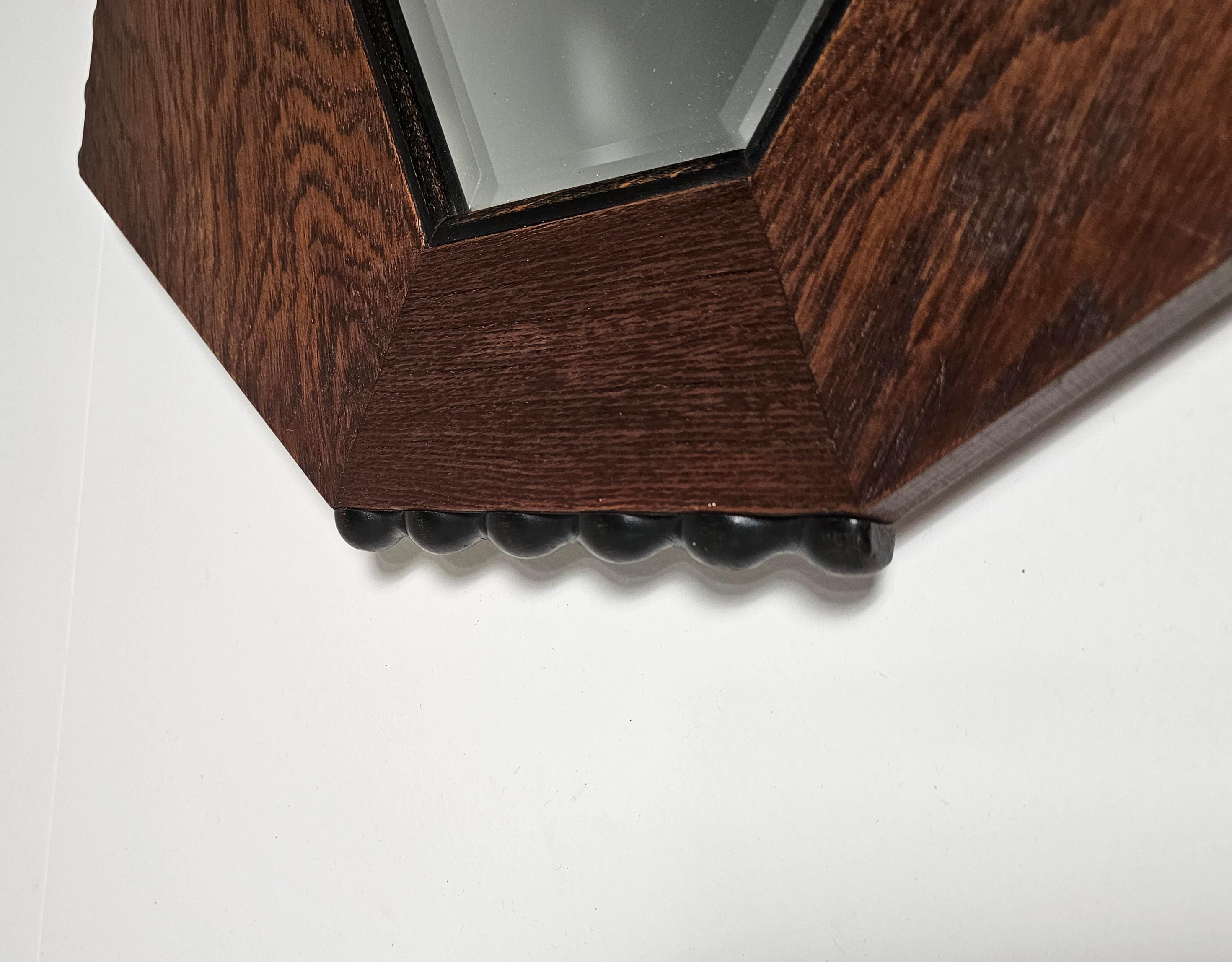 Dutch Art Deco Amsterdam School diamond shaped Mirror, Netherlands, 1920s For Sale