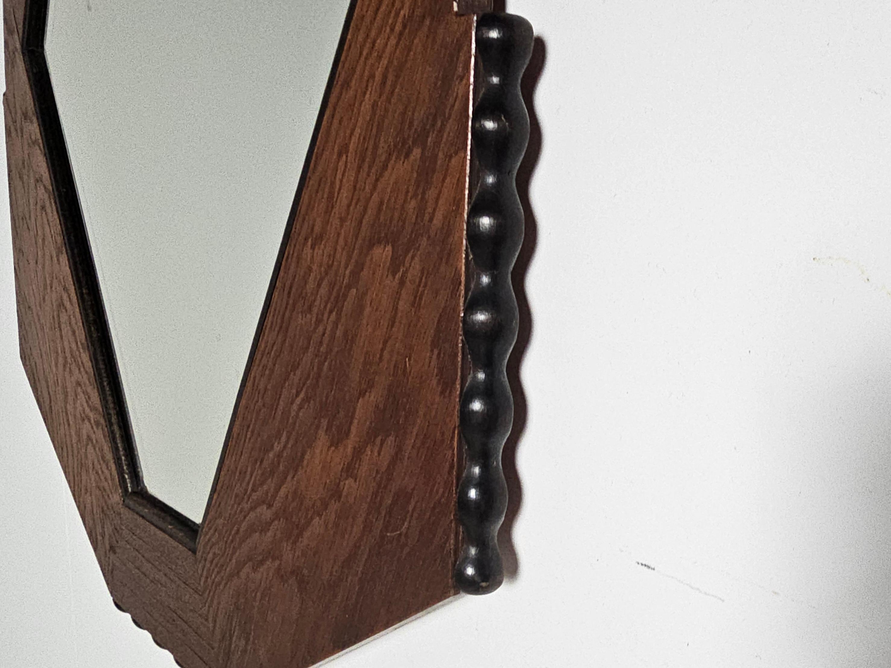 Art Deco Amsterdam School diamond shaped Mirror, Netherlands, 1920s In Good Condition For Sale In amstelveen, NL