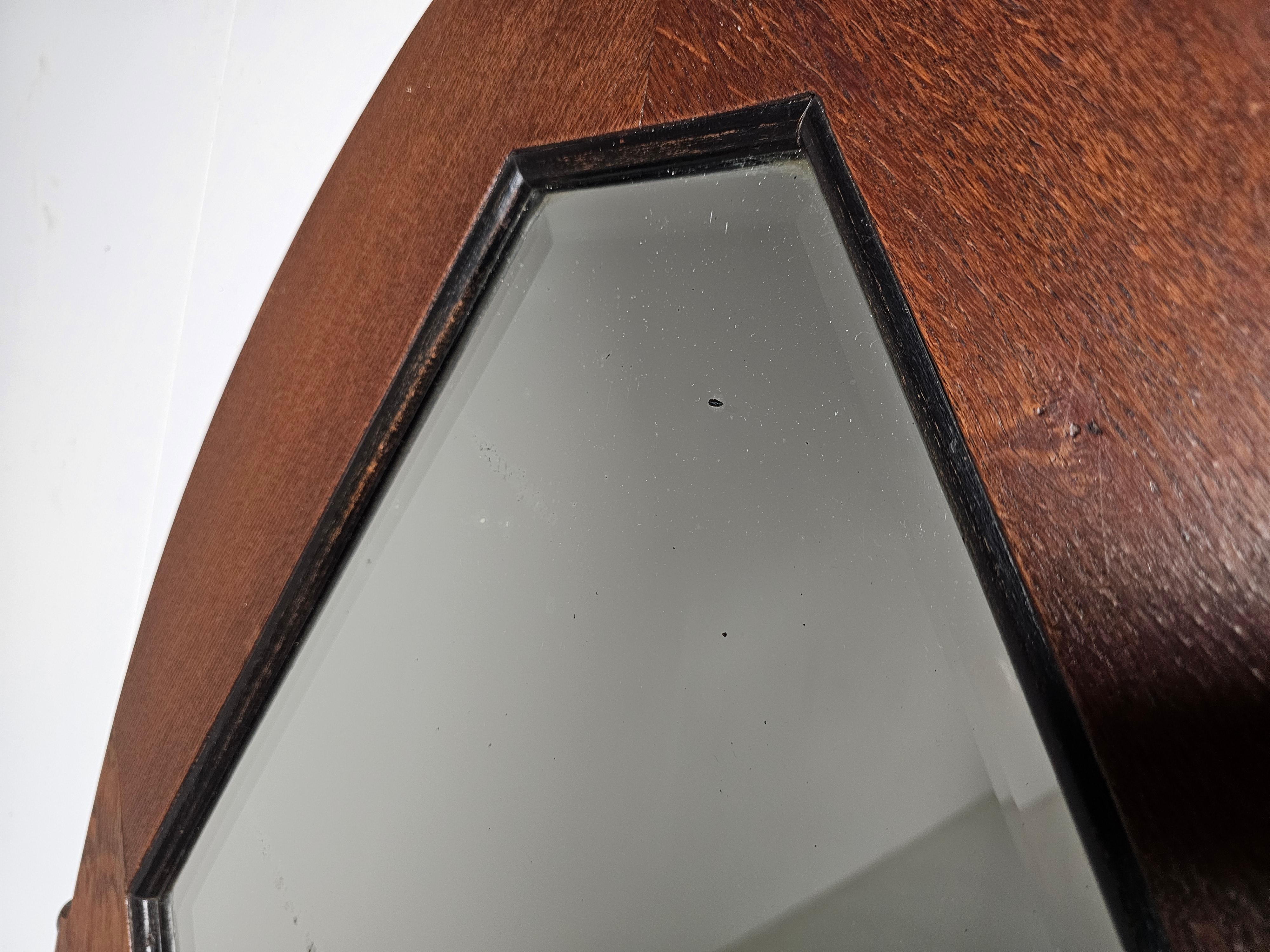 Art Deco Amsterdam School diamond shaped Mirror, Netherlands, 1920s For Sale 1