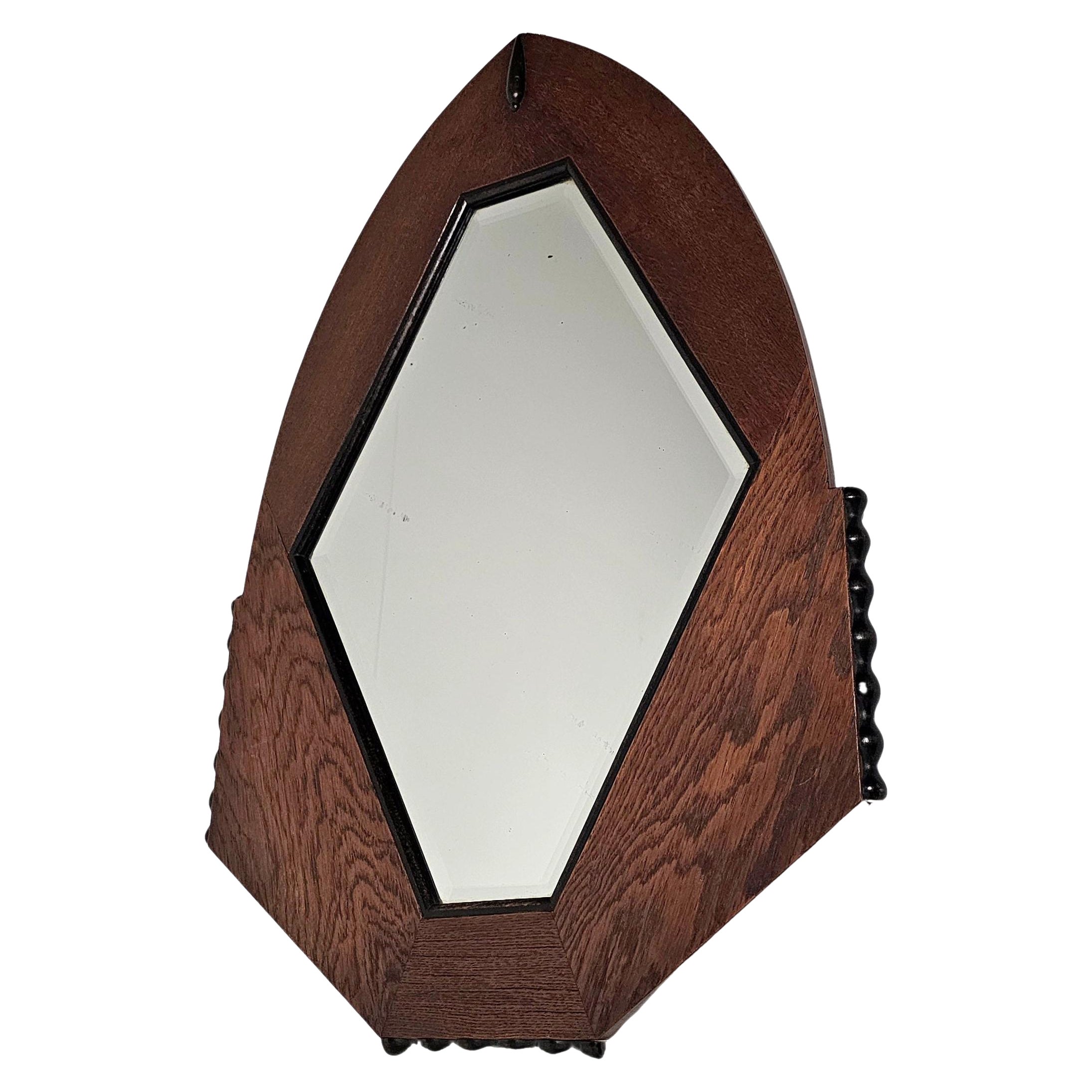 Art Deco Amsterdam School diamond shaped Mirror, Netherlands, 1920s For Sale