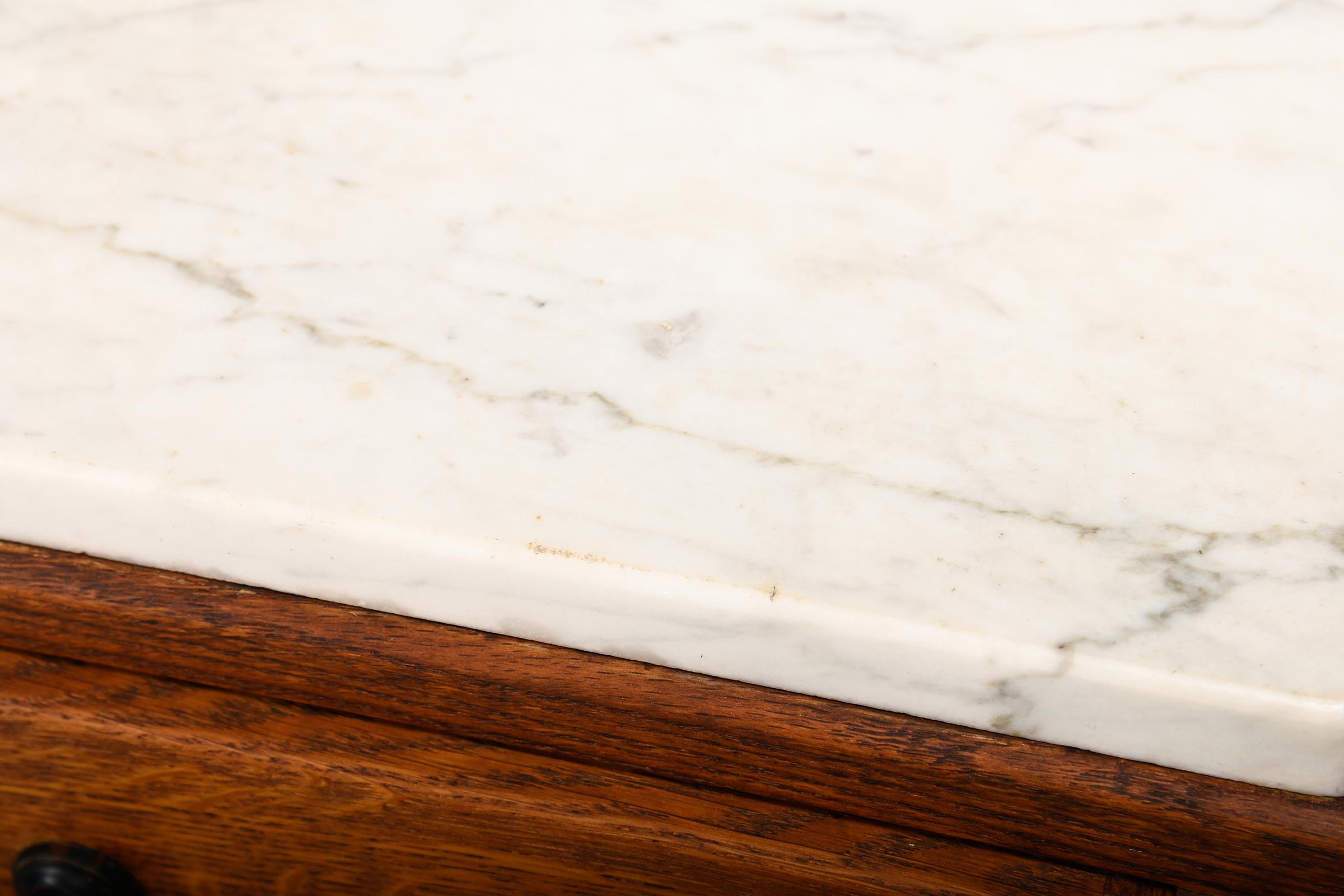 Art Deco Amsterdam School Nightstands pair in oak and marble, 1930s Netherlands 4
