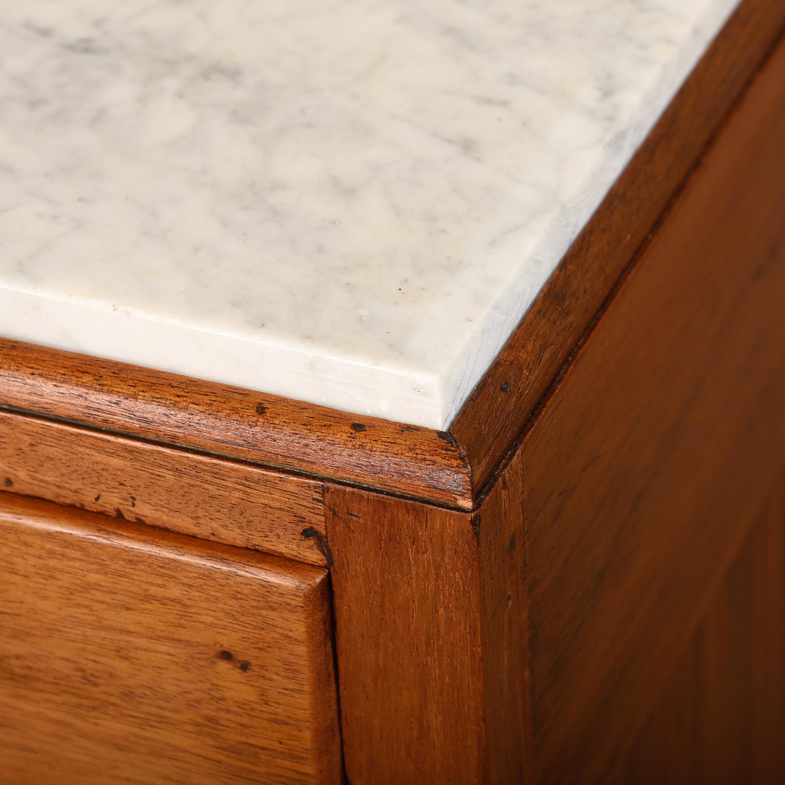 Art Deco Amsterdam School Nightstands wood and marble, 1930s Netherlands 12