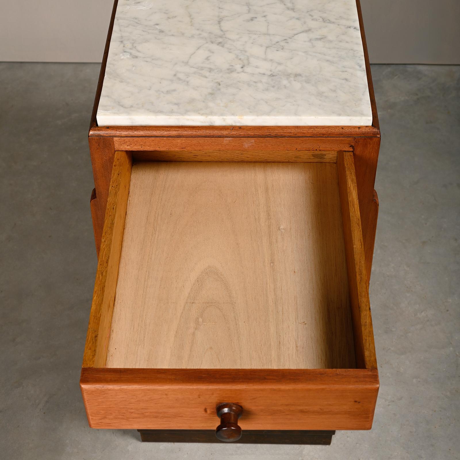 Art Deco Amsterdam School Nightstands wood and marble, 1930s Netherlands 13
