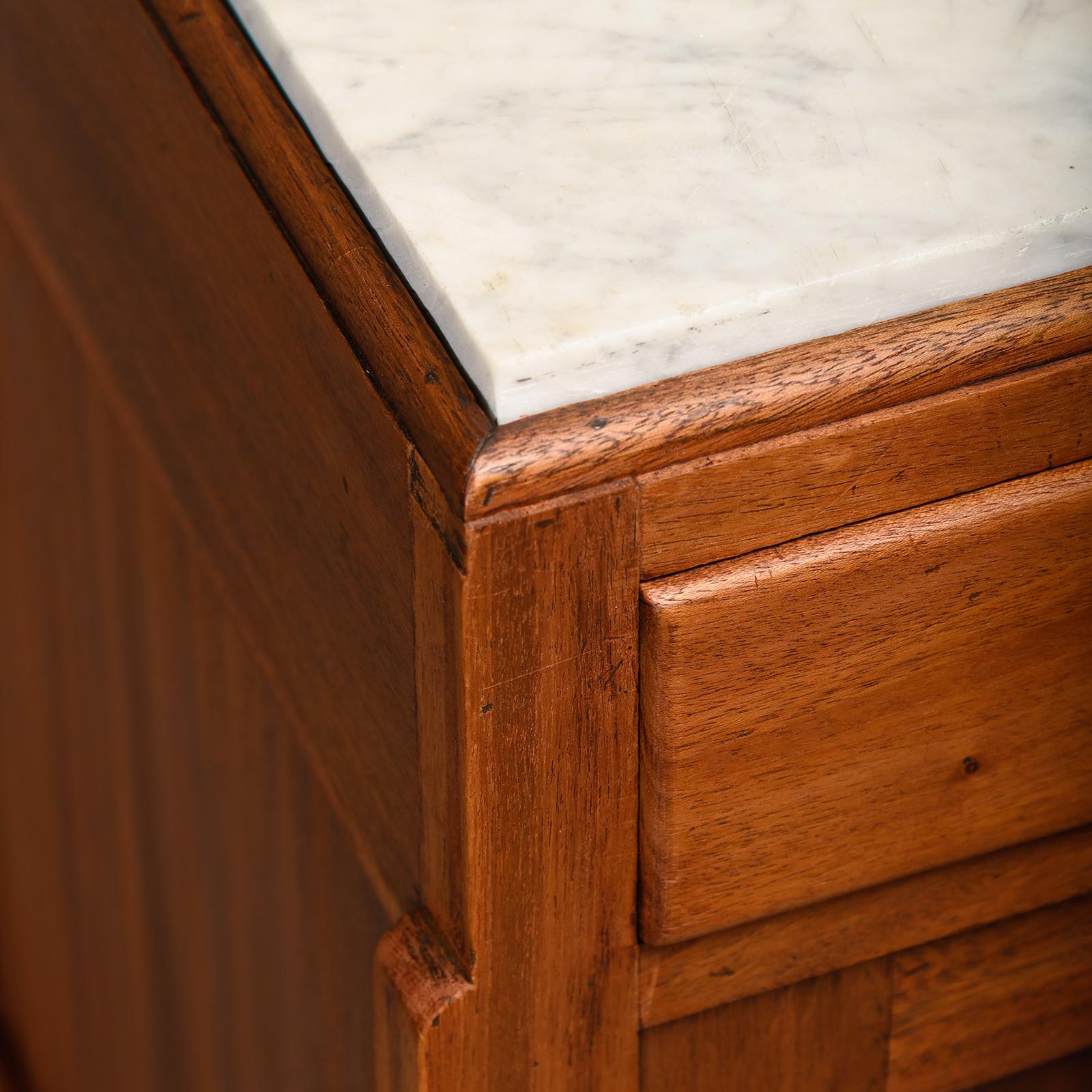 Art Deco Amsterdam School Nightstands wood and marble, 1930s Netherlands 15