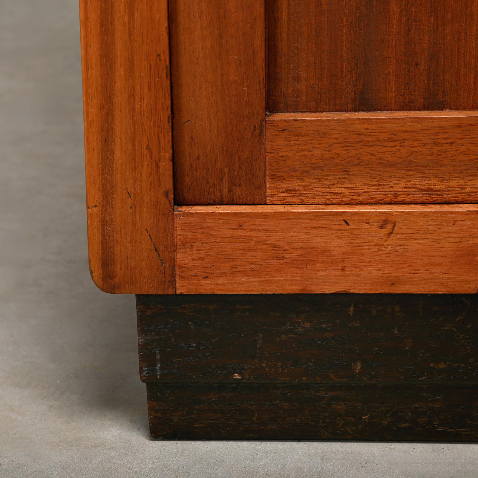 Art Deco Amsterdam School Nightstands wood and marble, 1930s Netherlands 4