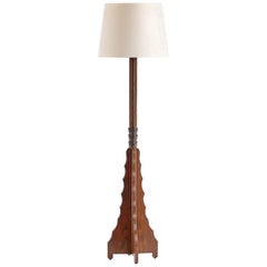 Art Deco Amsterdam School Oak Floor Lamp, Early 1930s