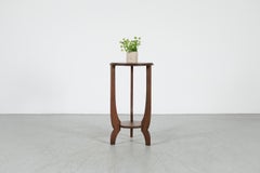 Art Deco Amsterdam School Oak Side Table, Curved Bow Legs, Two-Tier