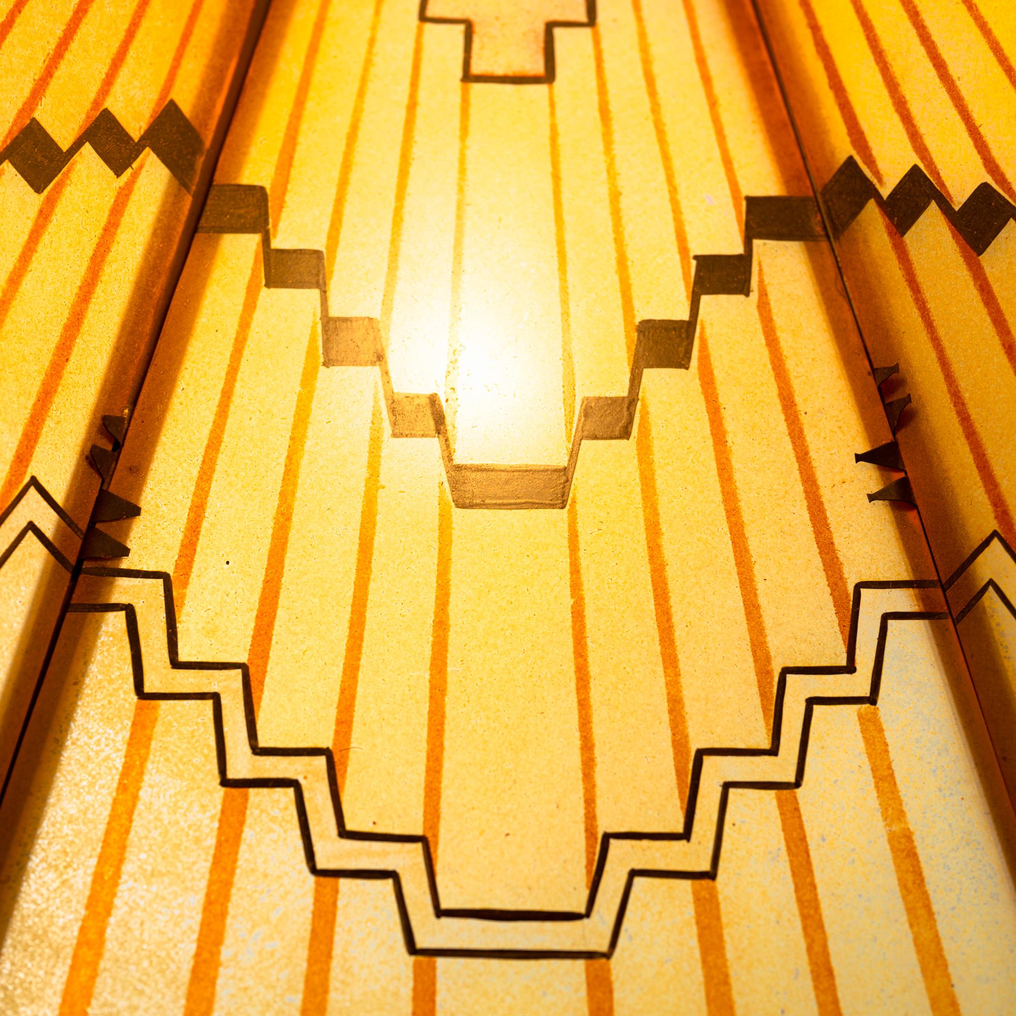 Early 20th Century Art Deco Amsterdam school painted glass chandelier, The Netherlands, 1930s For Sale