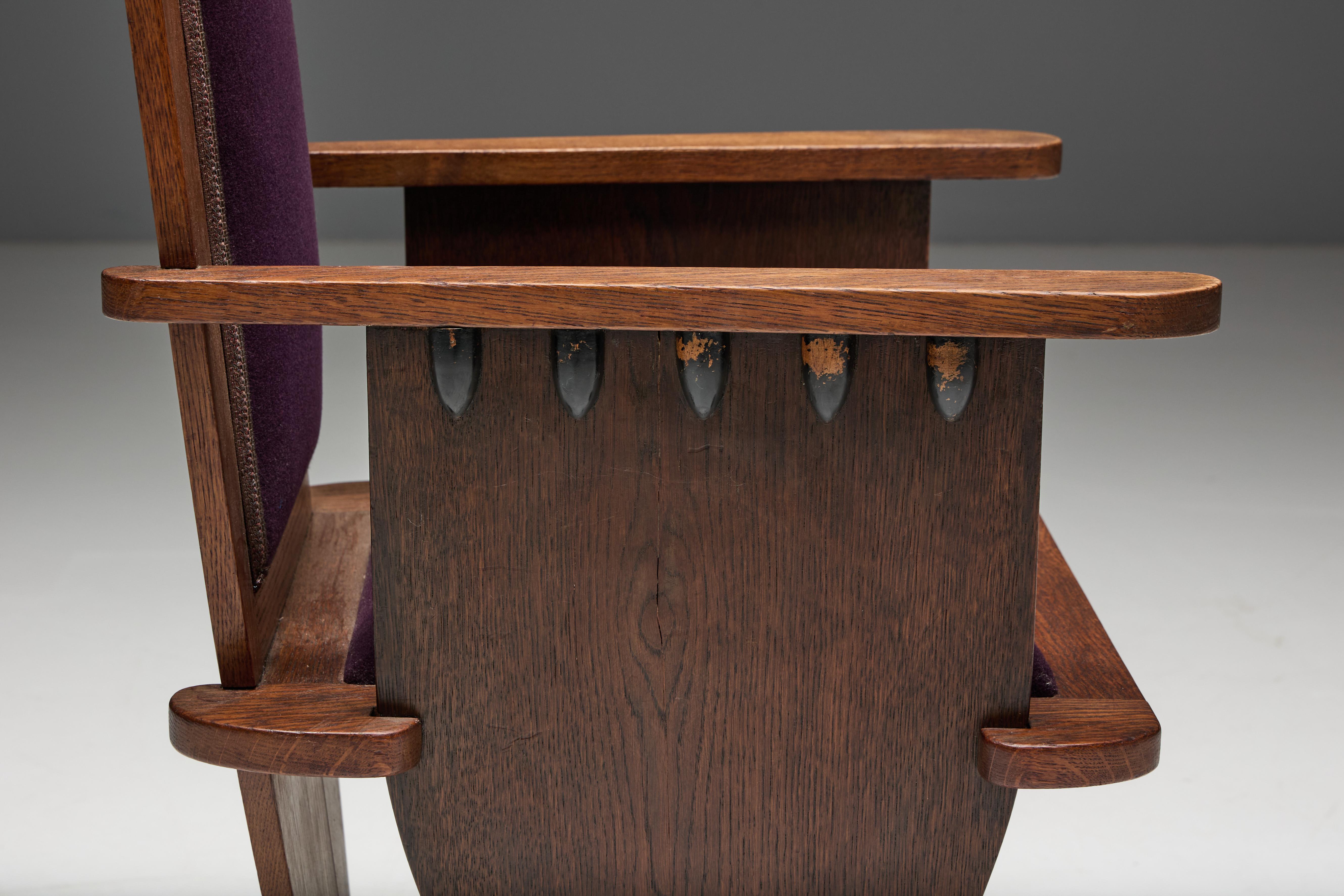 Skulpturaler Art-déco-Sessel der Amsterdamer Schule des Art déco, Niederlande, 1930er Jahre im Angebot 4