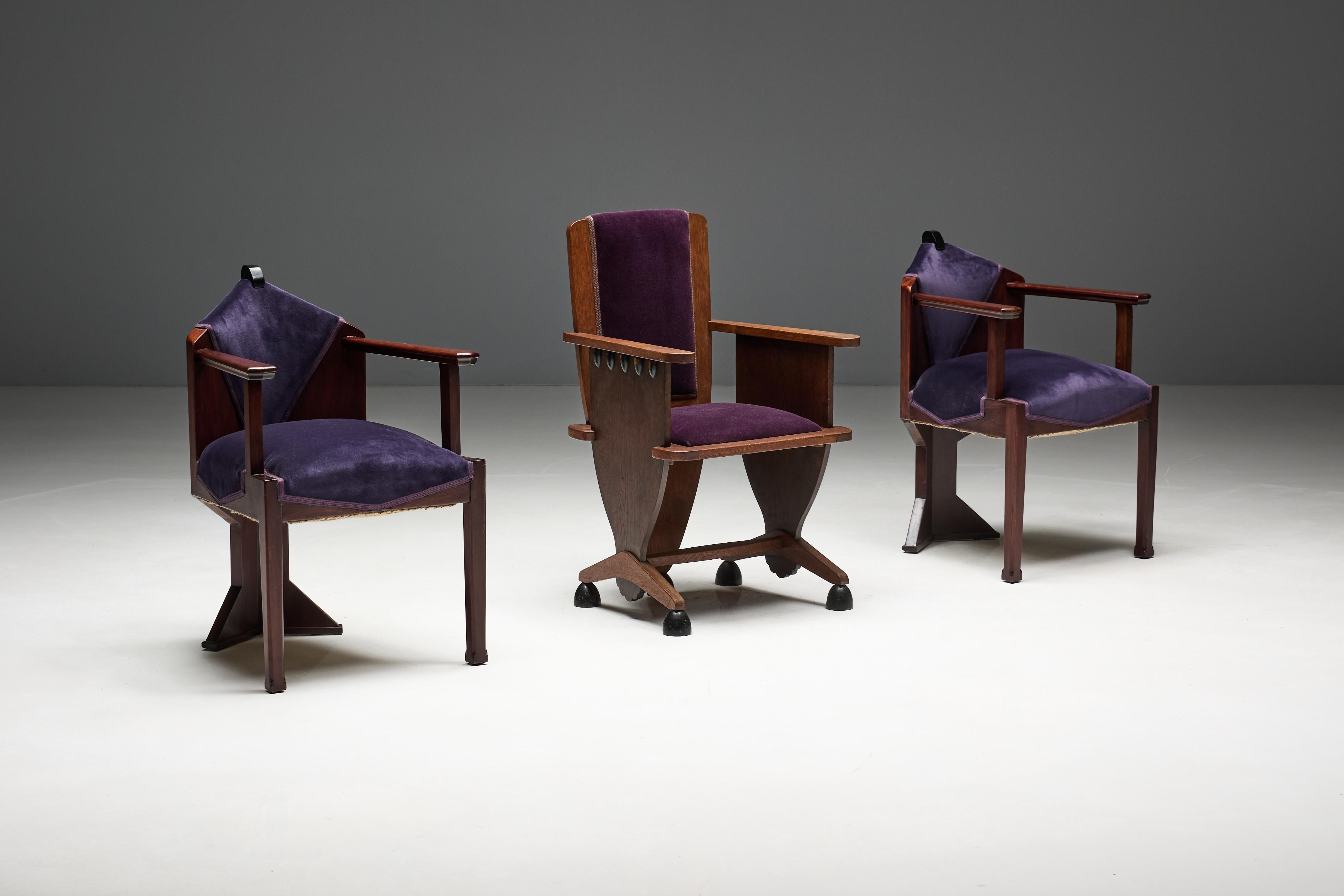 Skulpturaler Art-déco-Sessel der Amsterdamer Schule des Art déco, Niederlande, 1930er Jahre im Angebot 5