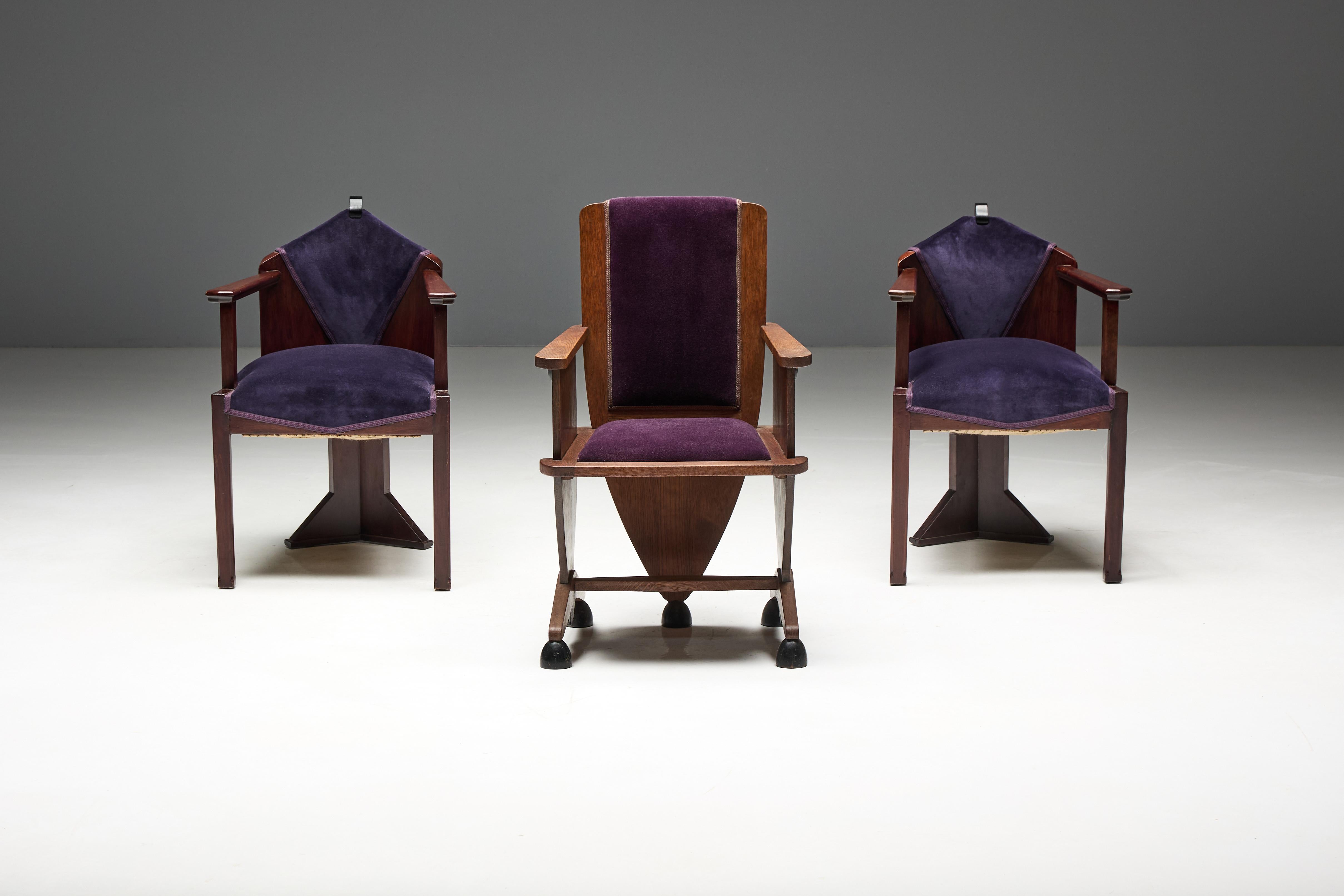 Skulpturaler Art-déco-Sessel der Amsterdamer Schule des Art déco, Niederlande, 1930er Jahre im Angebot 6