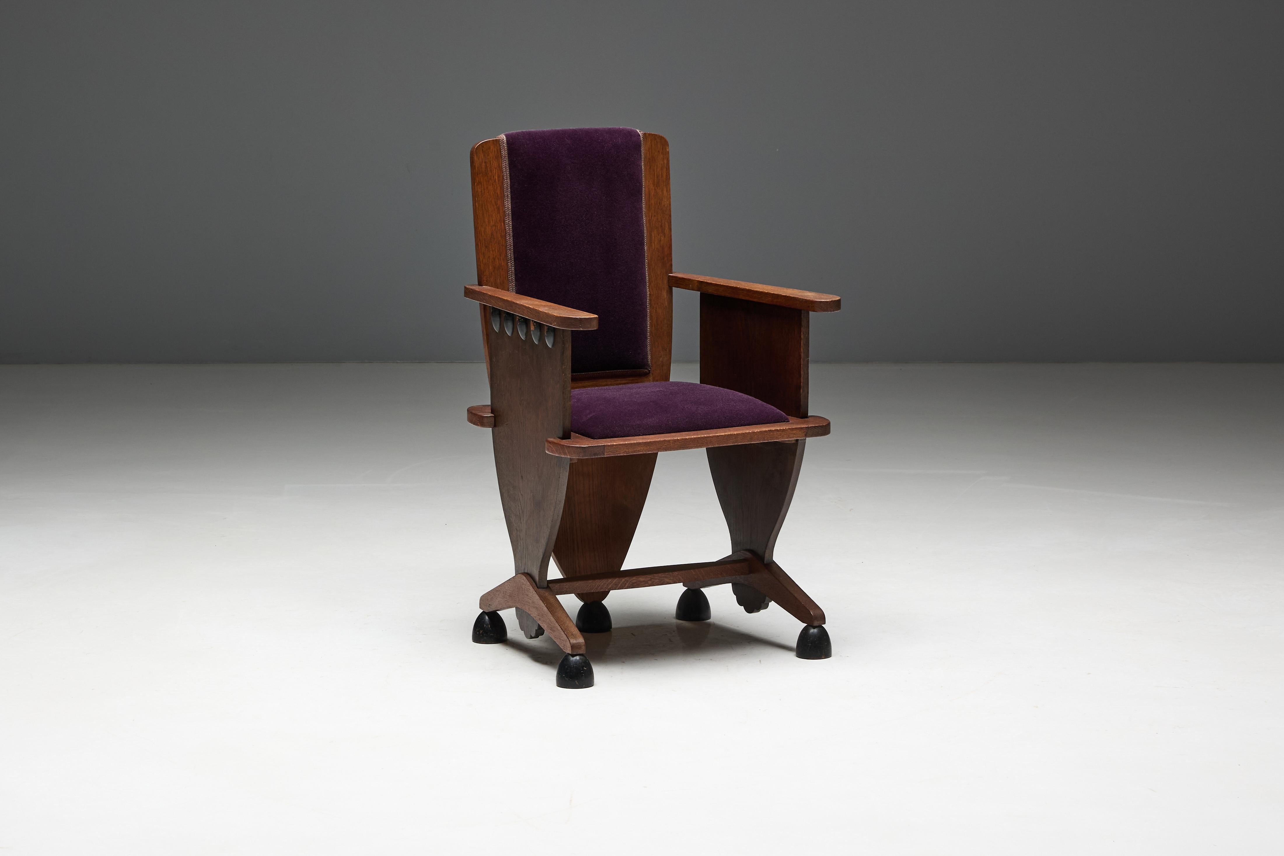 Skulpturaler Art-déco-Sessel der Amsterdamer Schule des Art déco, Niederlande, 1930er Jahre (Arts and Crafts) im Angebot