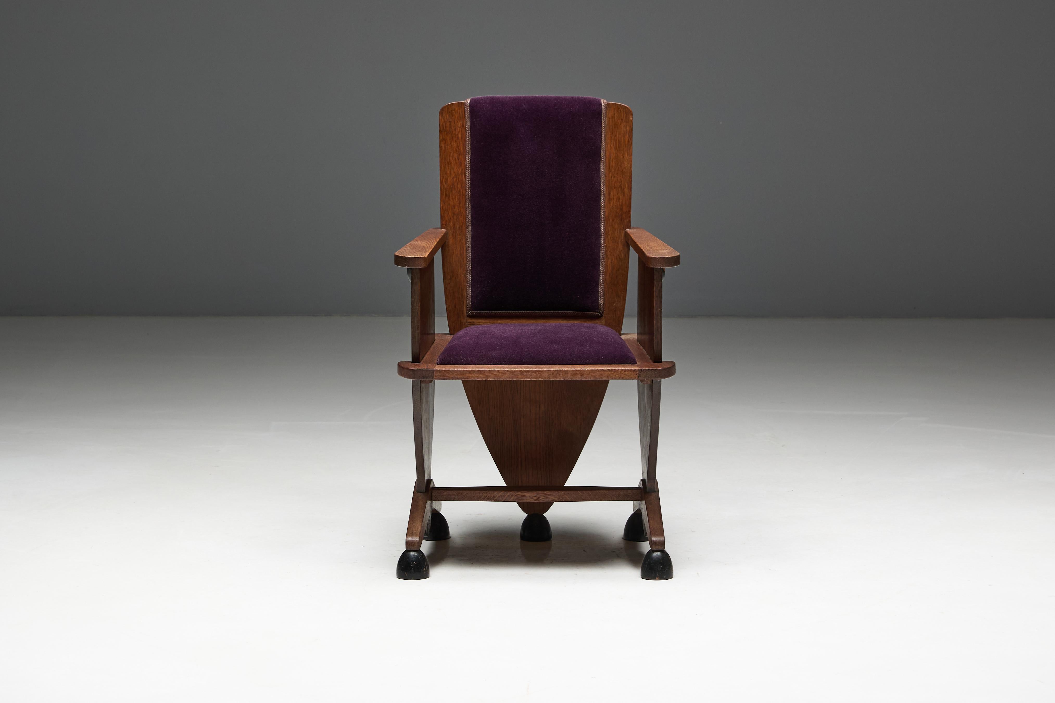 Skulpturaler Art-déco-Sessel der Amsterdamer Schule des Art déco, Niederlande, 1930er Jahre im Zustand „Gut“ im Angebot in Antwerp, BE