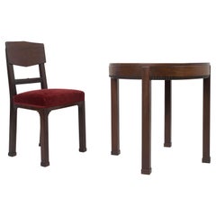 Art Deco, Amsterdam School, Set of Chair and Table in Mahogany, The Netherlands