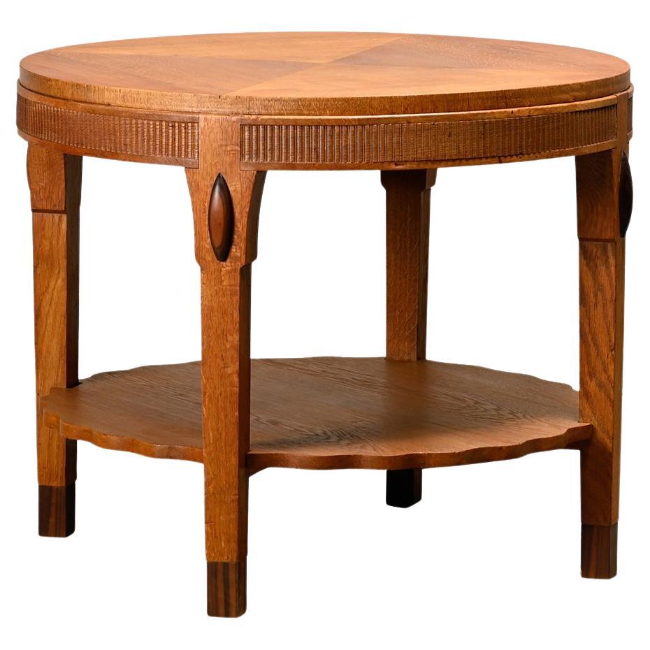 Art Deco Amsterdam School Side Table in Oak, 1930s Netherlands