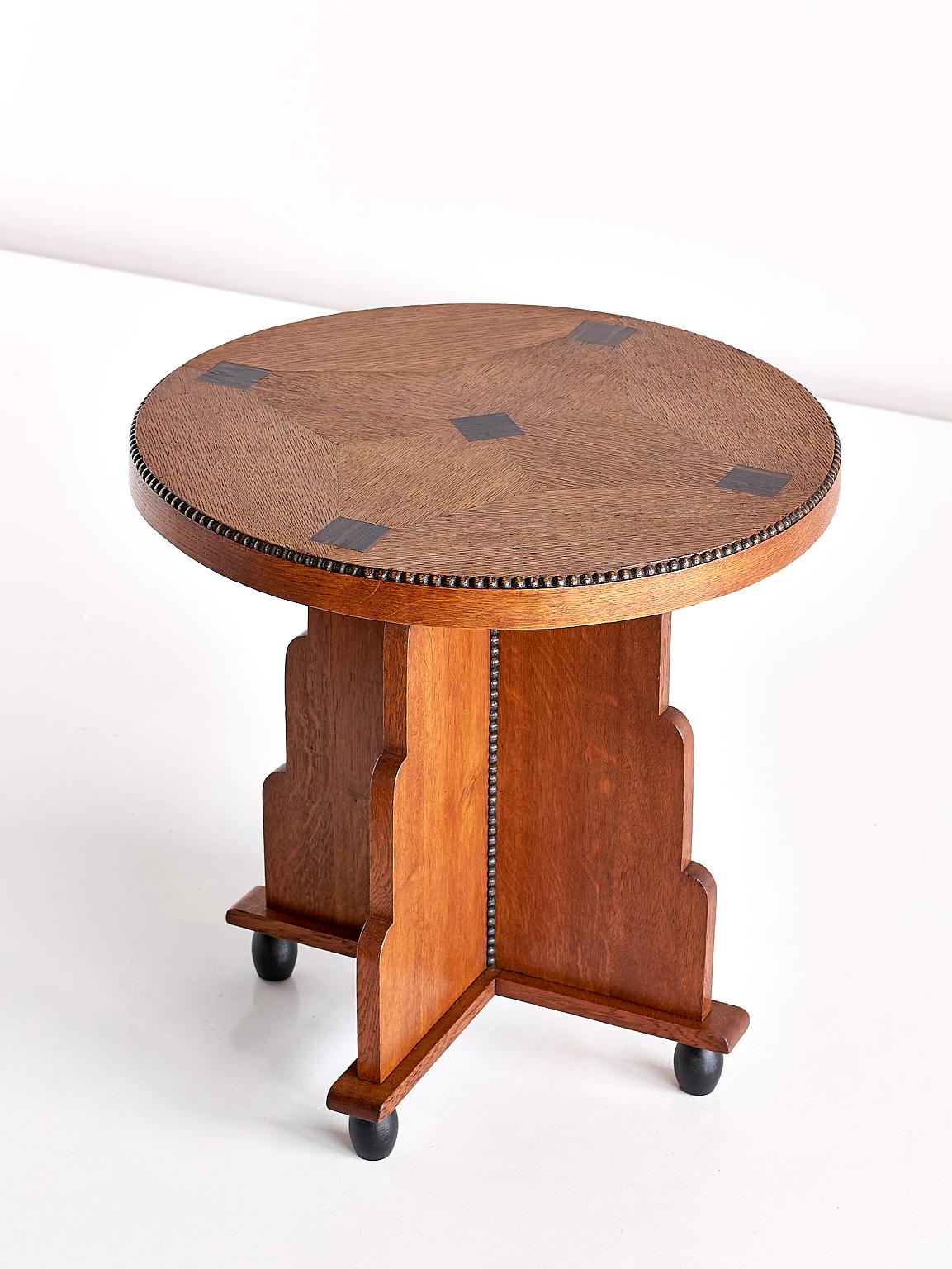 Art Deco Amsterdam School Side Table in Oak and Macassar Ebony, Early 1930s In Good Condition In The Hague, NL